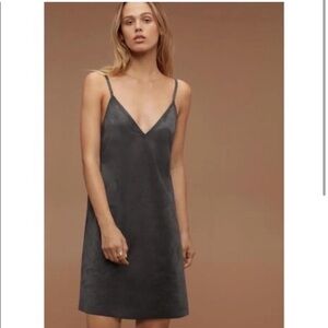 Aritzia Wilfred Gray Vivienne Suede‎ Camisole Slip Mini Dress Women’s Medium